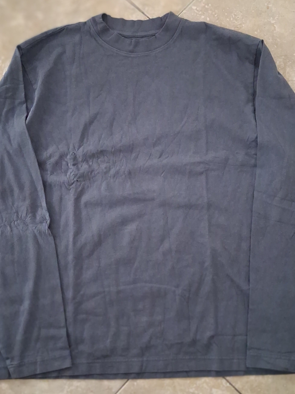 Yeezy GAP Distressed Dark Grey Long Sleeve Crewneck Tee in Large